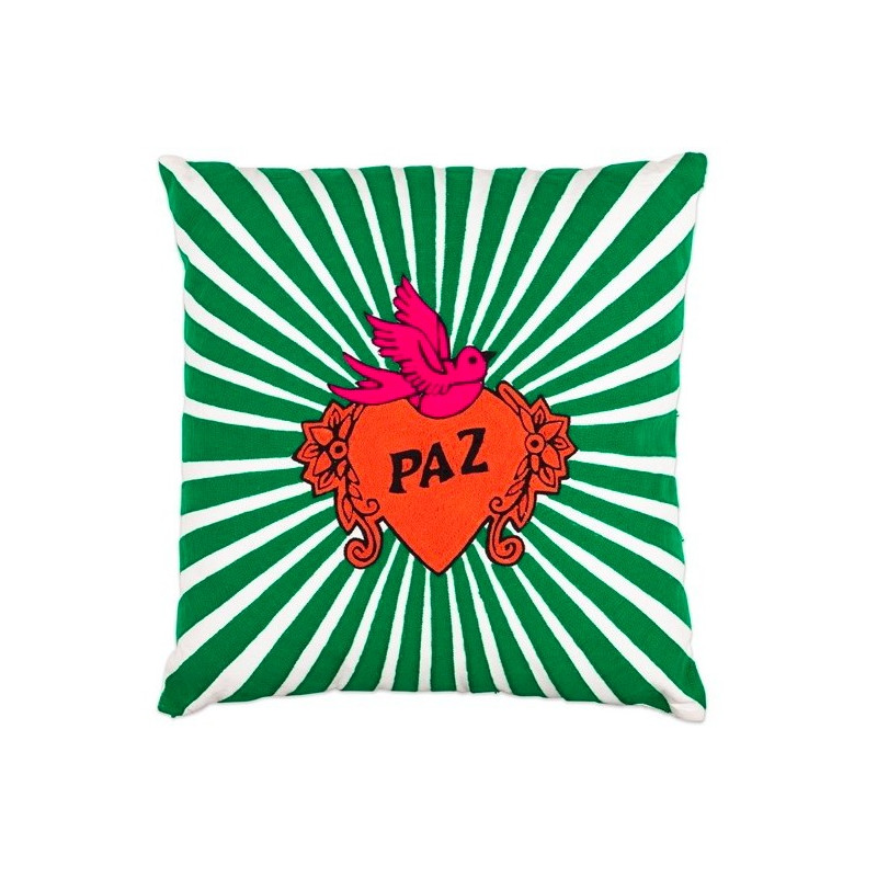 Coussin broderie PAZ - vert | Kitsch Kitchen