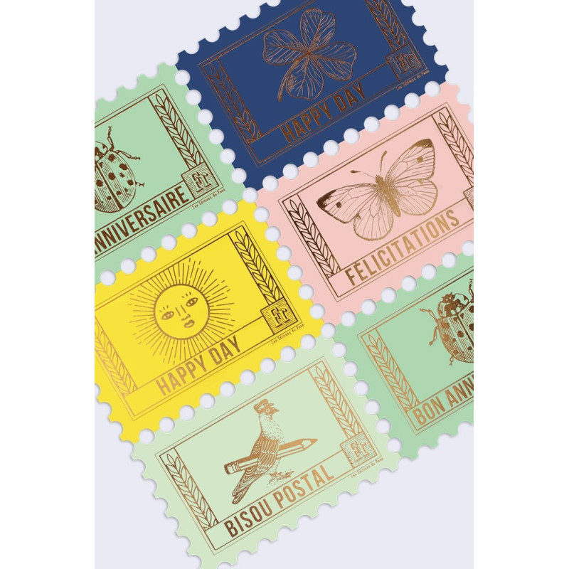 Carte Bisou Postal - Timbre Pigeon