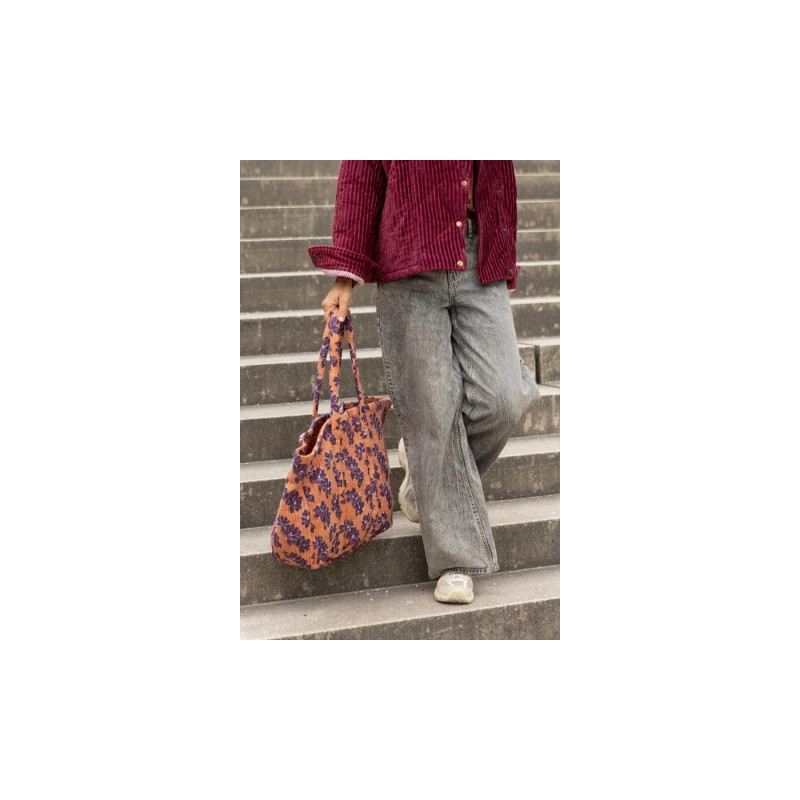 Cabas en coton matelassé impression block-print - Apaches Collections | Boutique Le Pompon