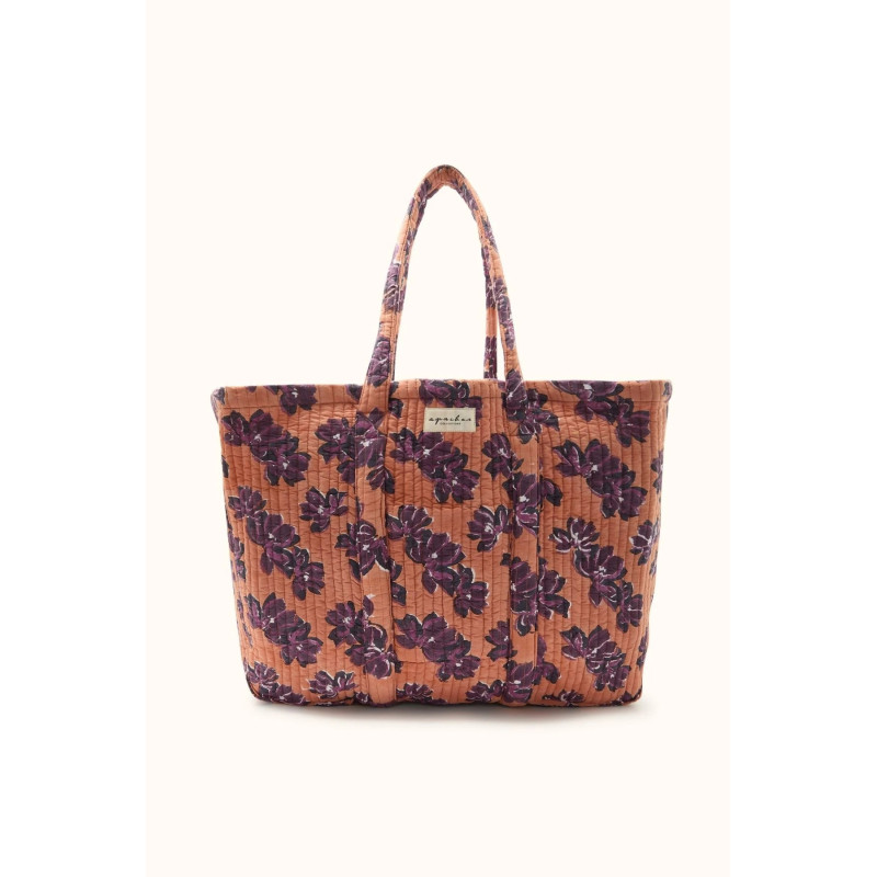 Cabas en coton matelassé impression block-print - Apaches Collections | Boutique Le Pompon