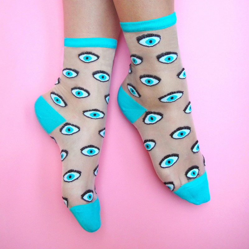 Chaussettes transparentes Oeil bleu - Coucou Suzette - Boutique le Pompon