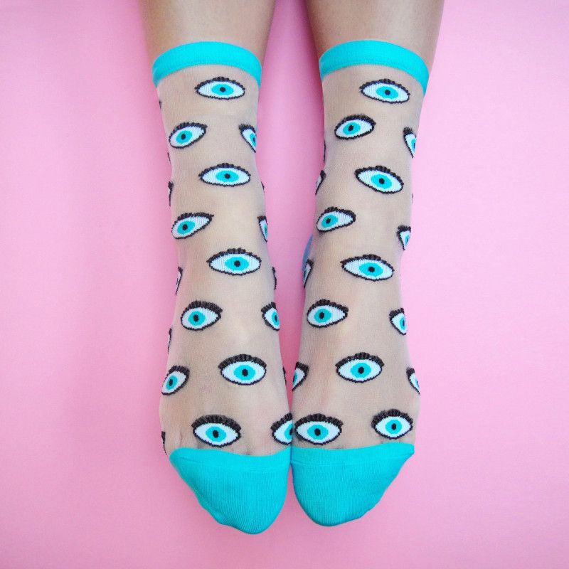 Chaussettes transparentes Oeil bleu - Coucou Suzette - Boutique le Pompon