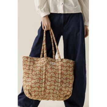 Cabas en coton matelassé impression block-print - Apaches Collections | Boutique Le Pompon